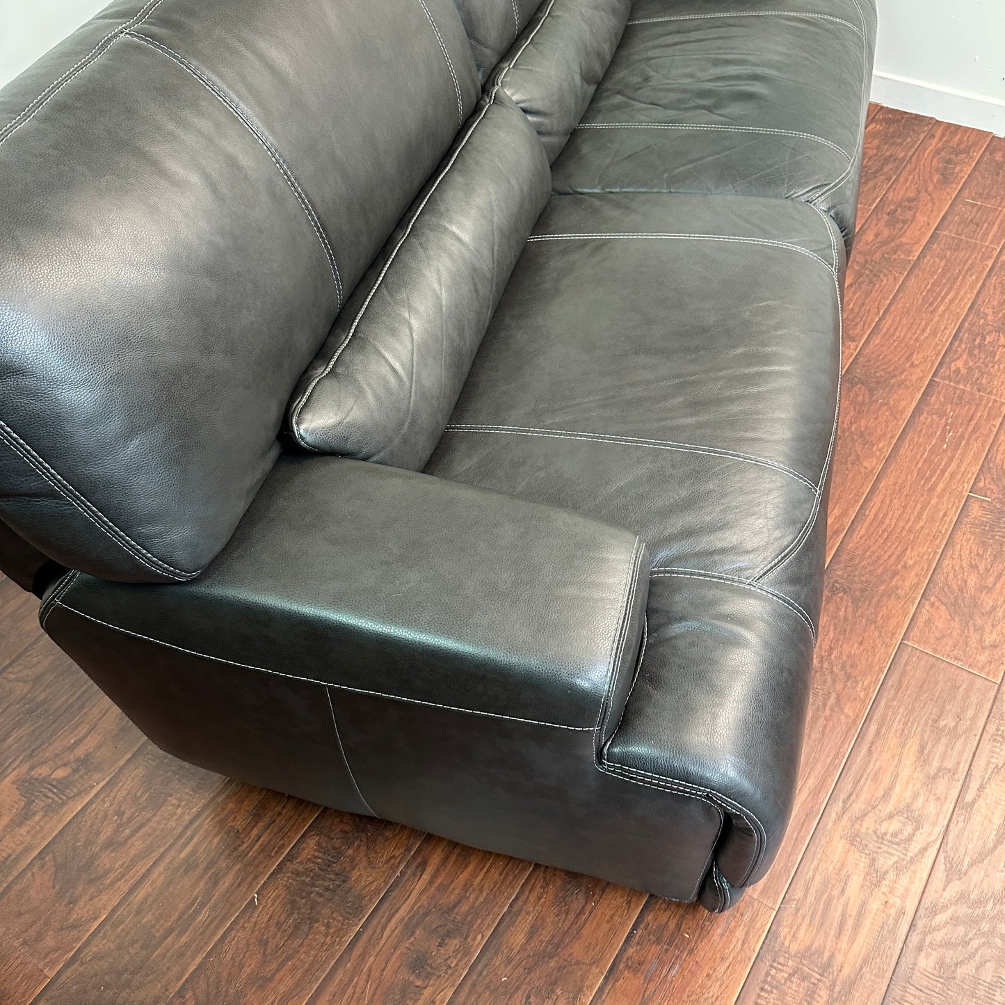 Charcoal Leather Power Reclining Sofa