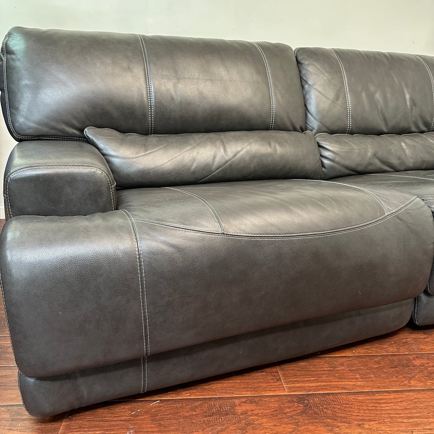 Charcoal Leather Power Reclining Sofa