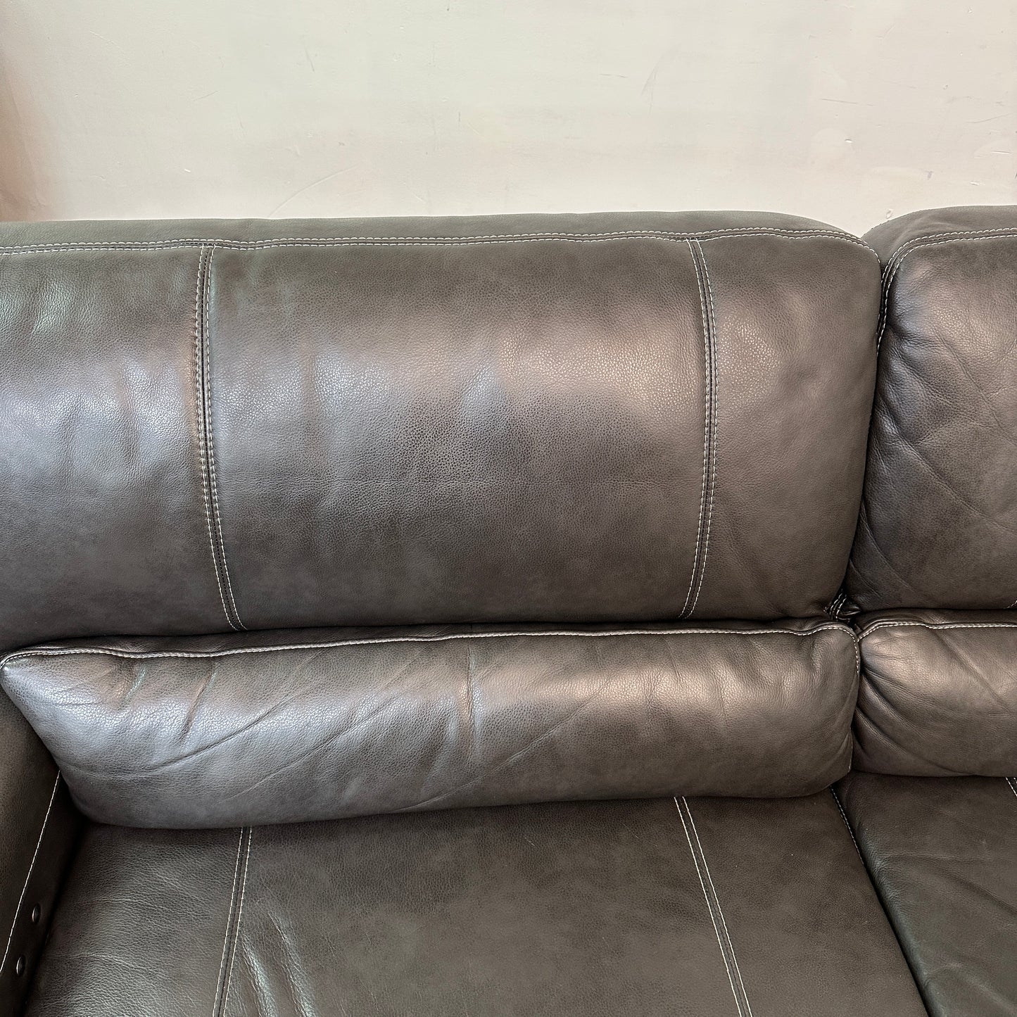 Charcoal Leather Power Reclining Sofa