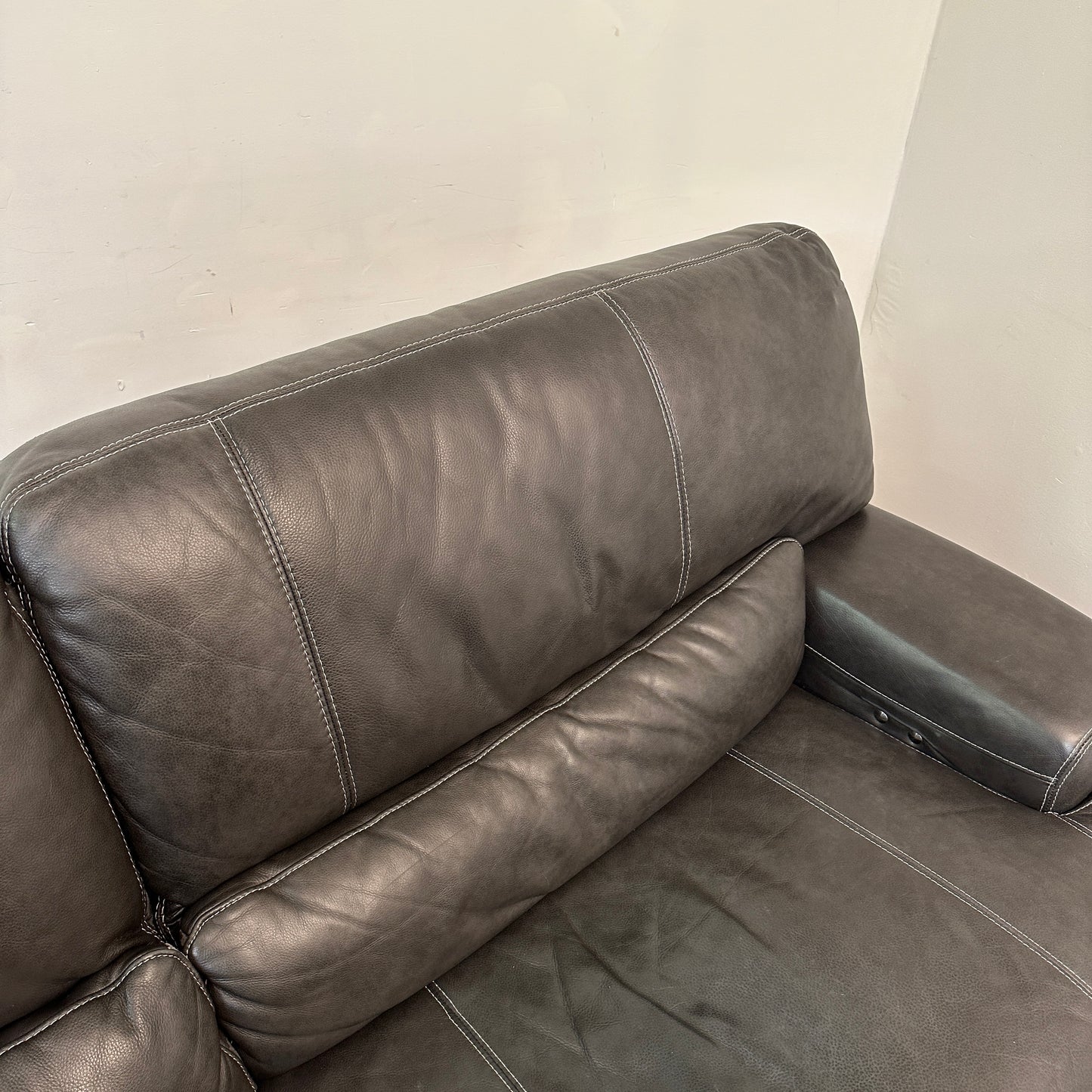 Charcoal Leather Power Reclining Sofa