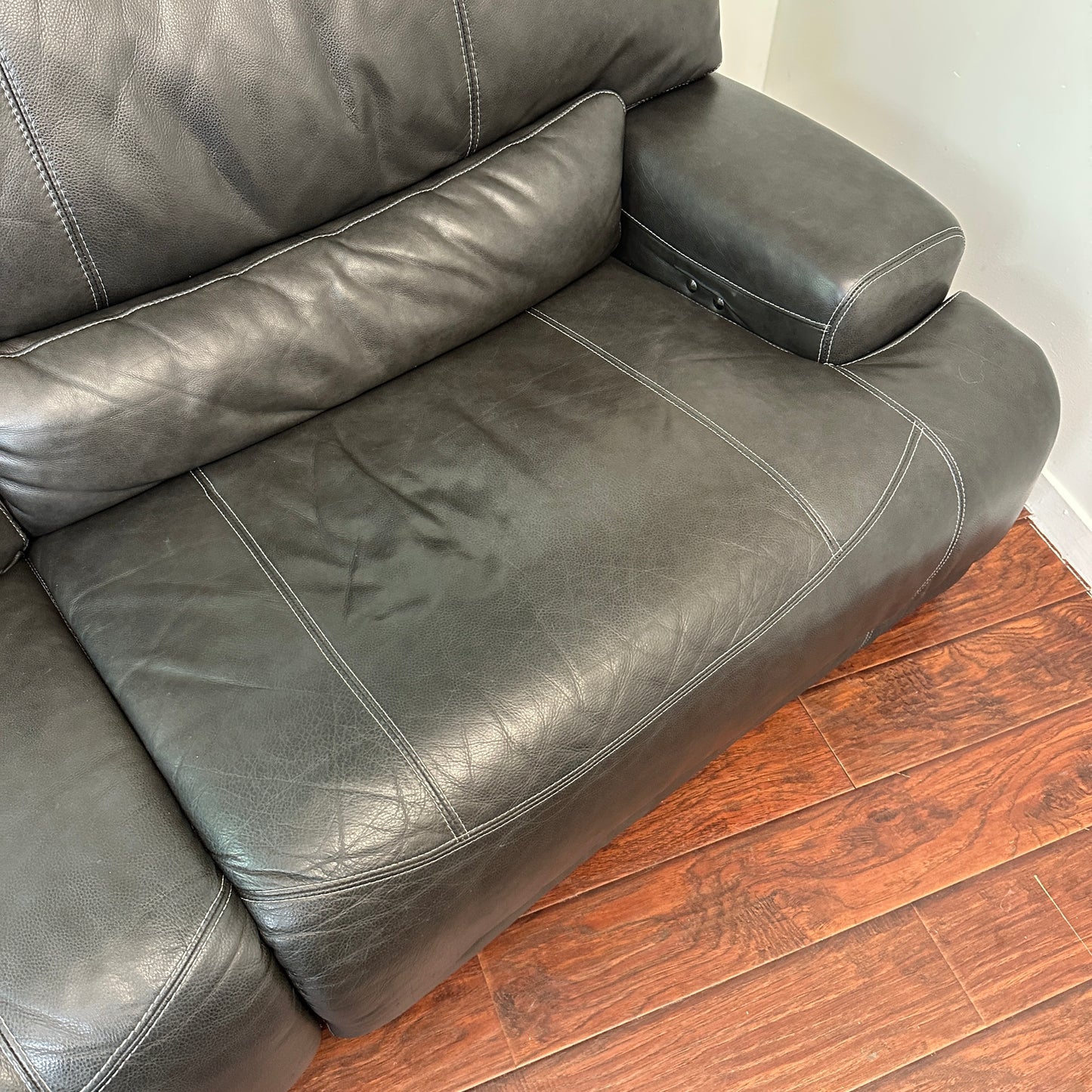 Charcoal Leather Power Reclining Sofa