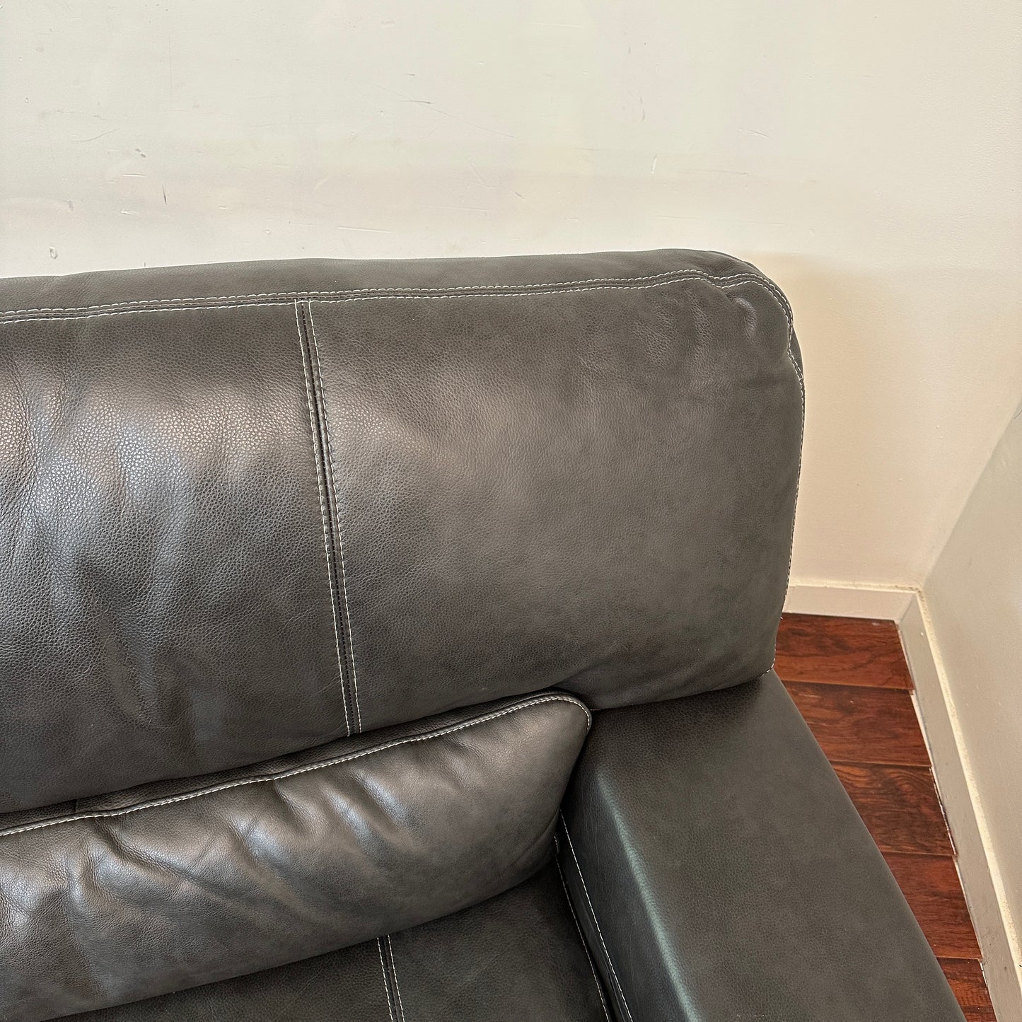 Charcoal Leather Power Reclining Sofa