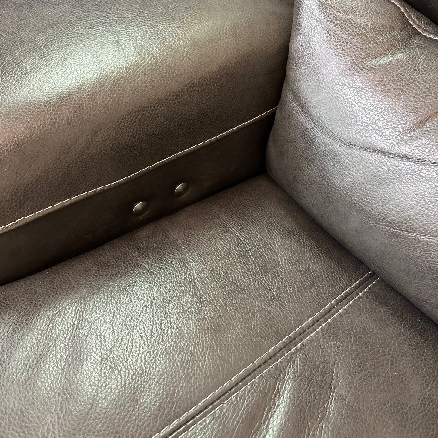 Charcoal Leather Power Reclining Sofa