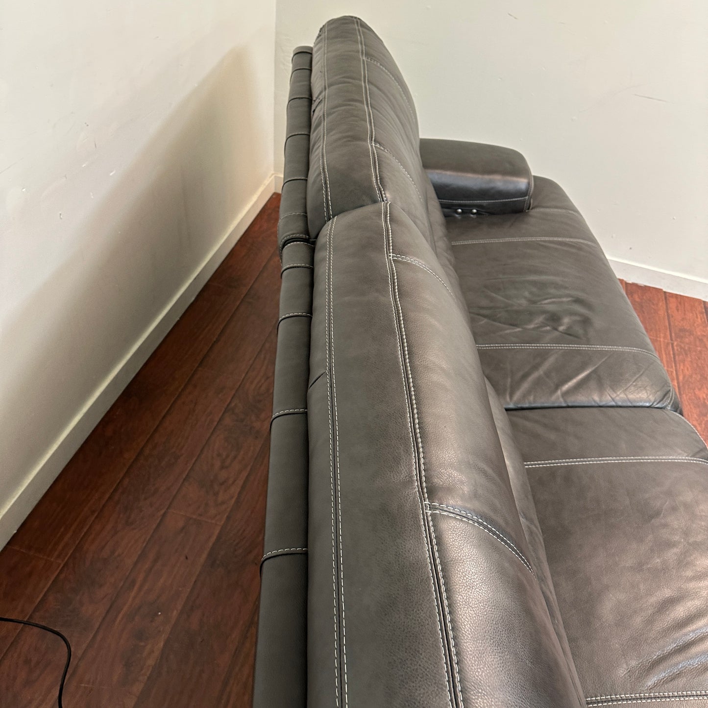 Charcoal Leather Power Reclining Sofa