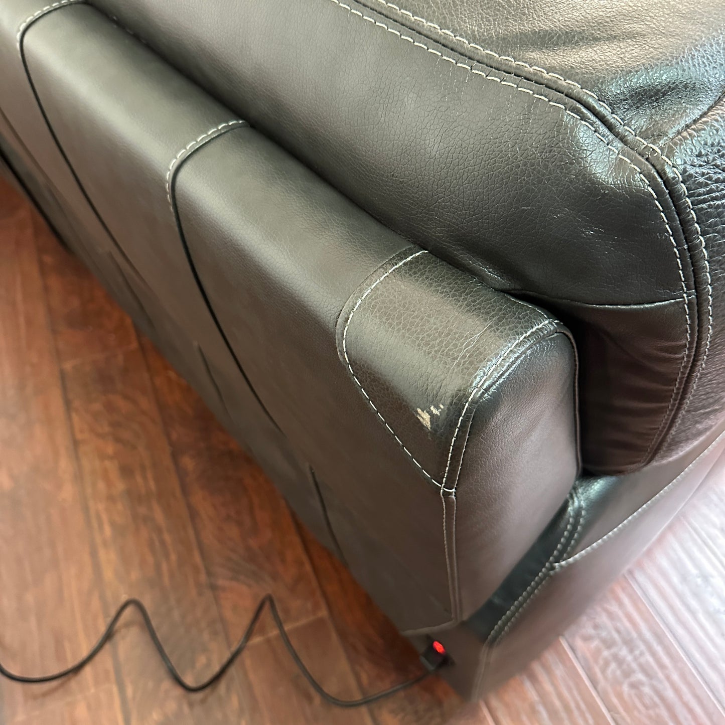 Charcoal Leather Power Reclining Sofa
