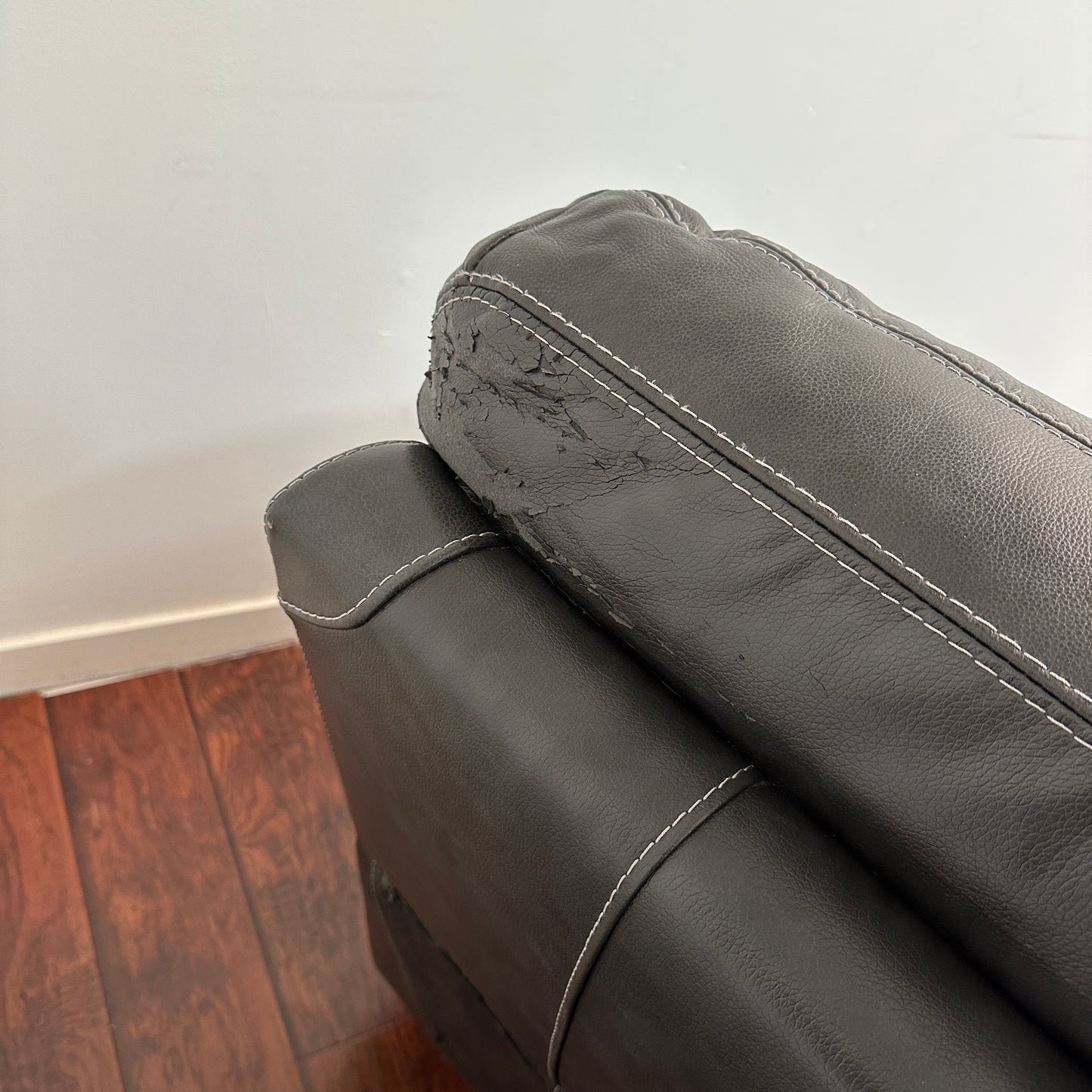Charcoal Leather Power Reclining Sofa