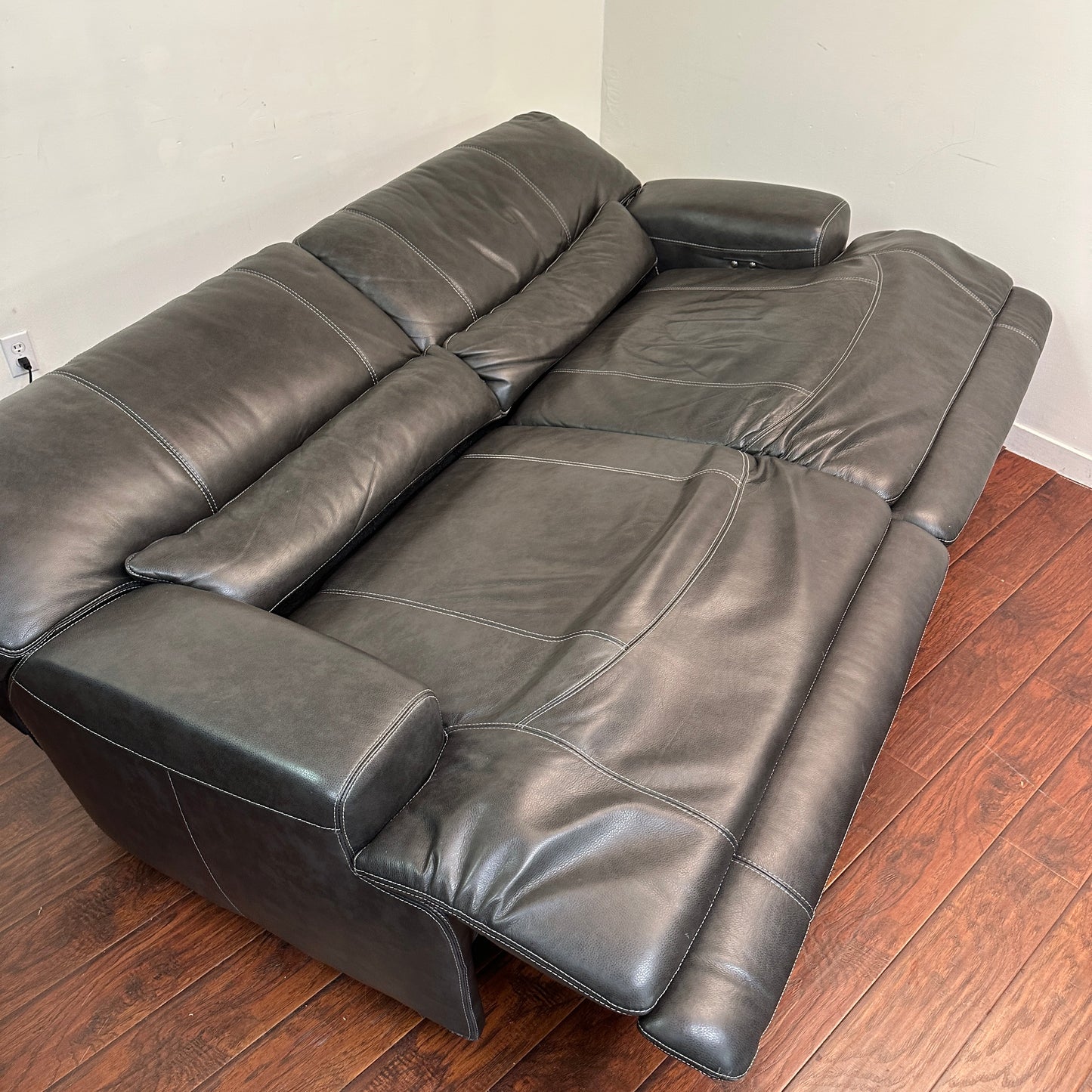Charcoal Leather Power Reclining Sofa
