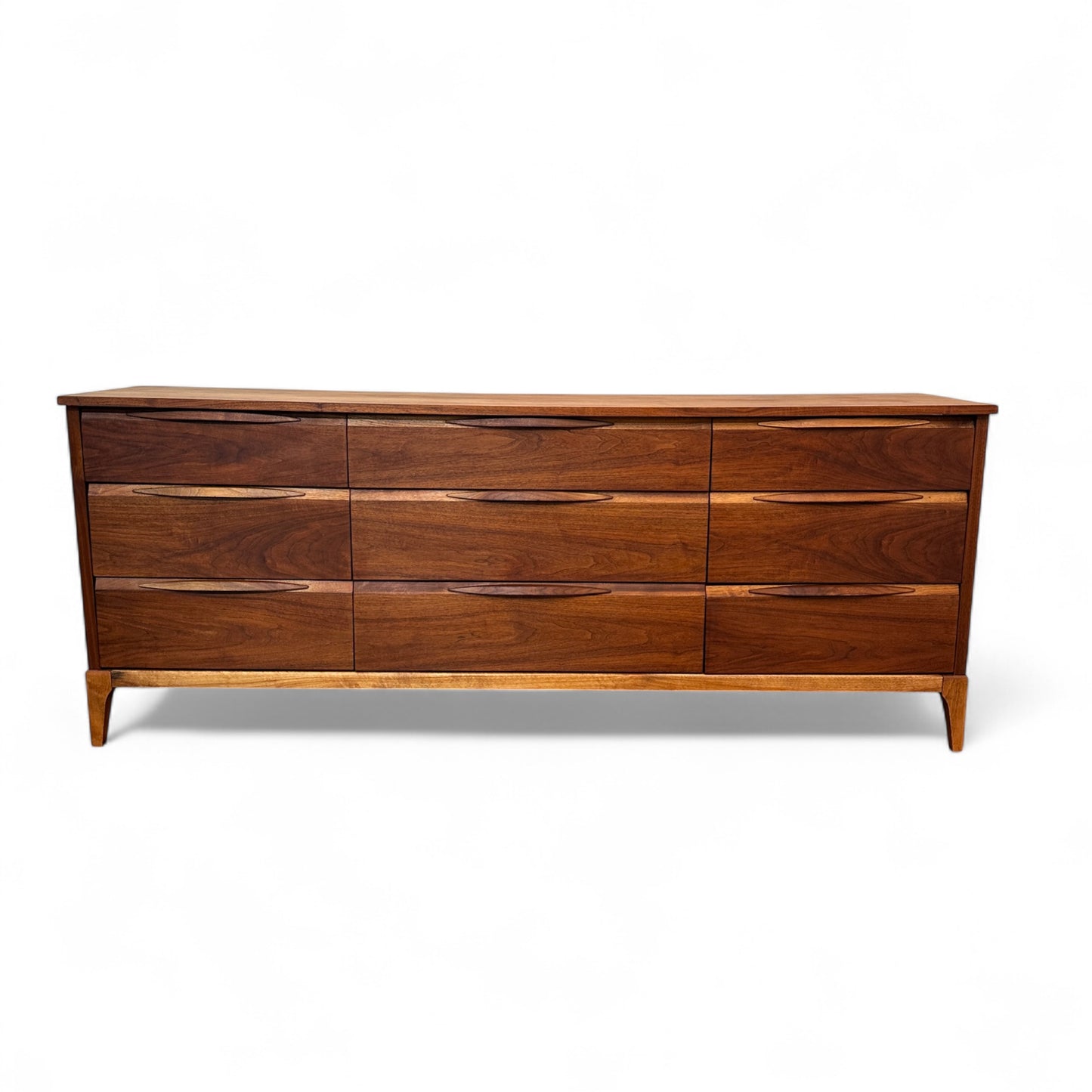 Walnut Mid-Century 9 Drawers Dresser by Kaufman