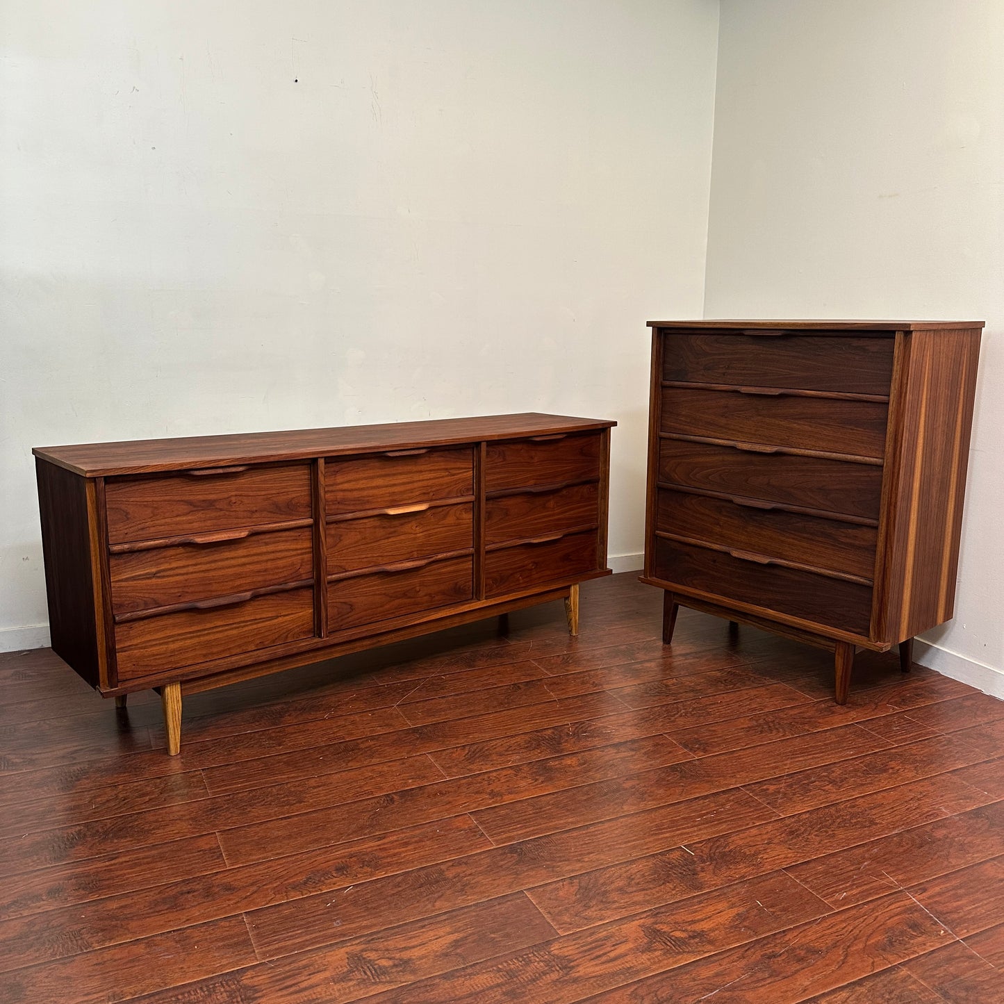 Walnut Mid-Century Dresser Set