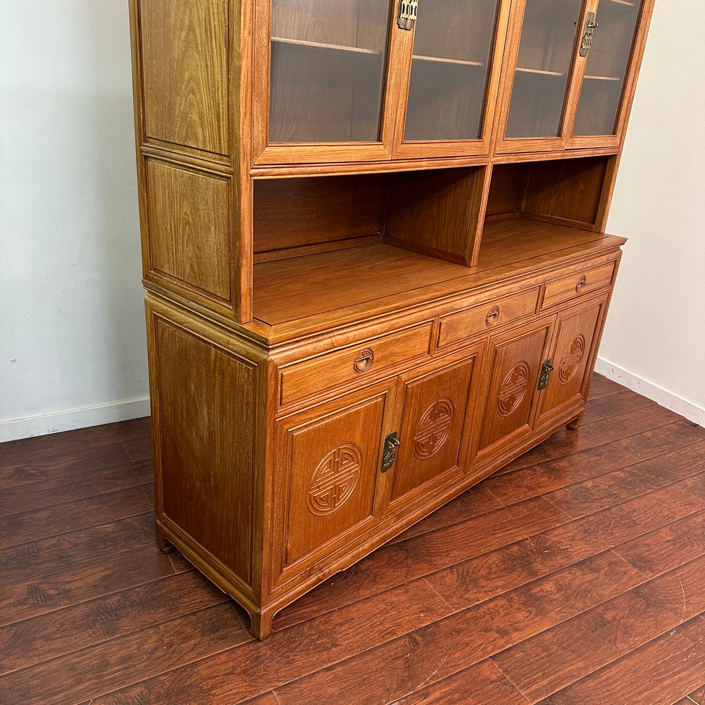 Oriental Ming Asian Rosewood Display Cabinet