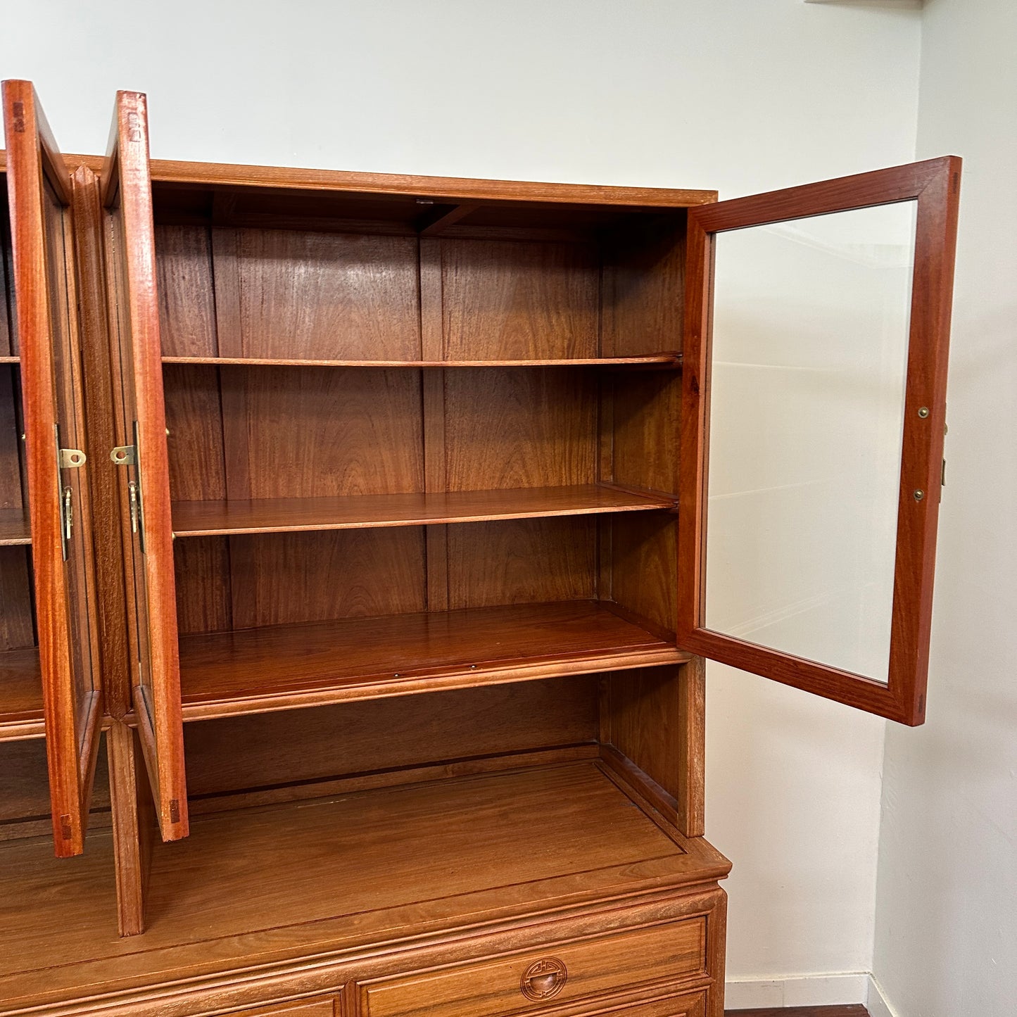 Oriental Ming Asian Rosewood Display Cabinet
