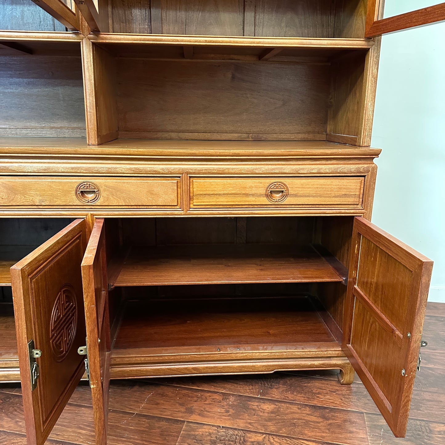 Oriental Ming Asian Rosewood Display Cabinet