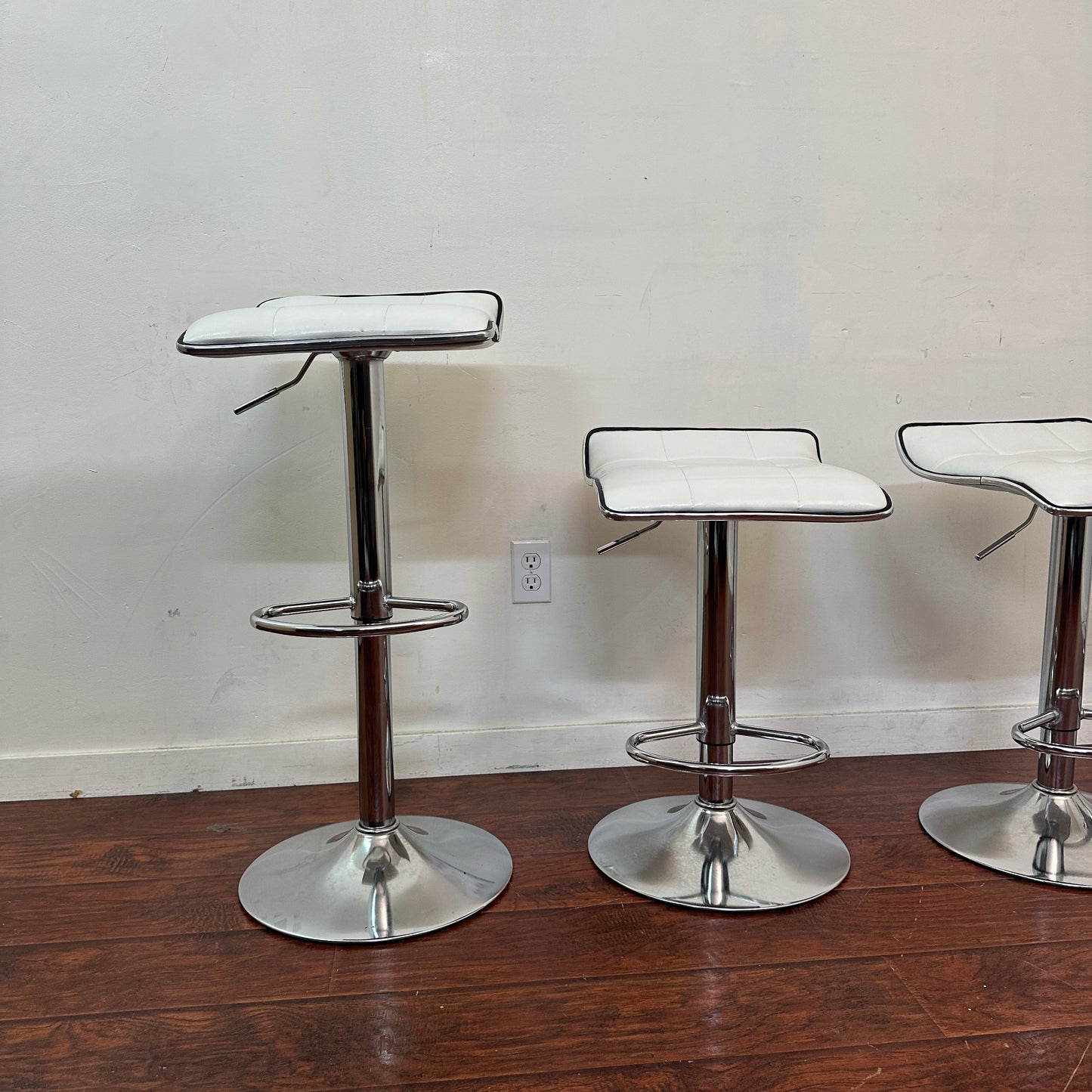 White Swivel Adjustable Barstools (x4)
