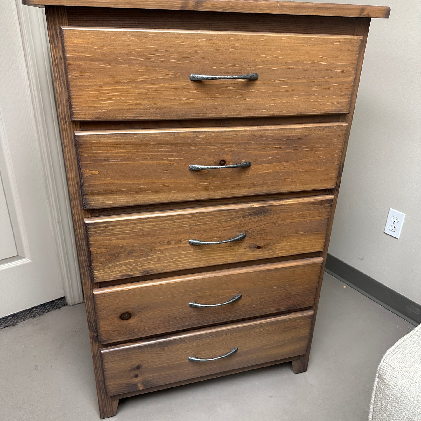 Solid Wood 5 Drawers Highboy Dresser