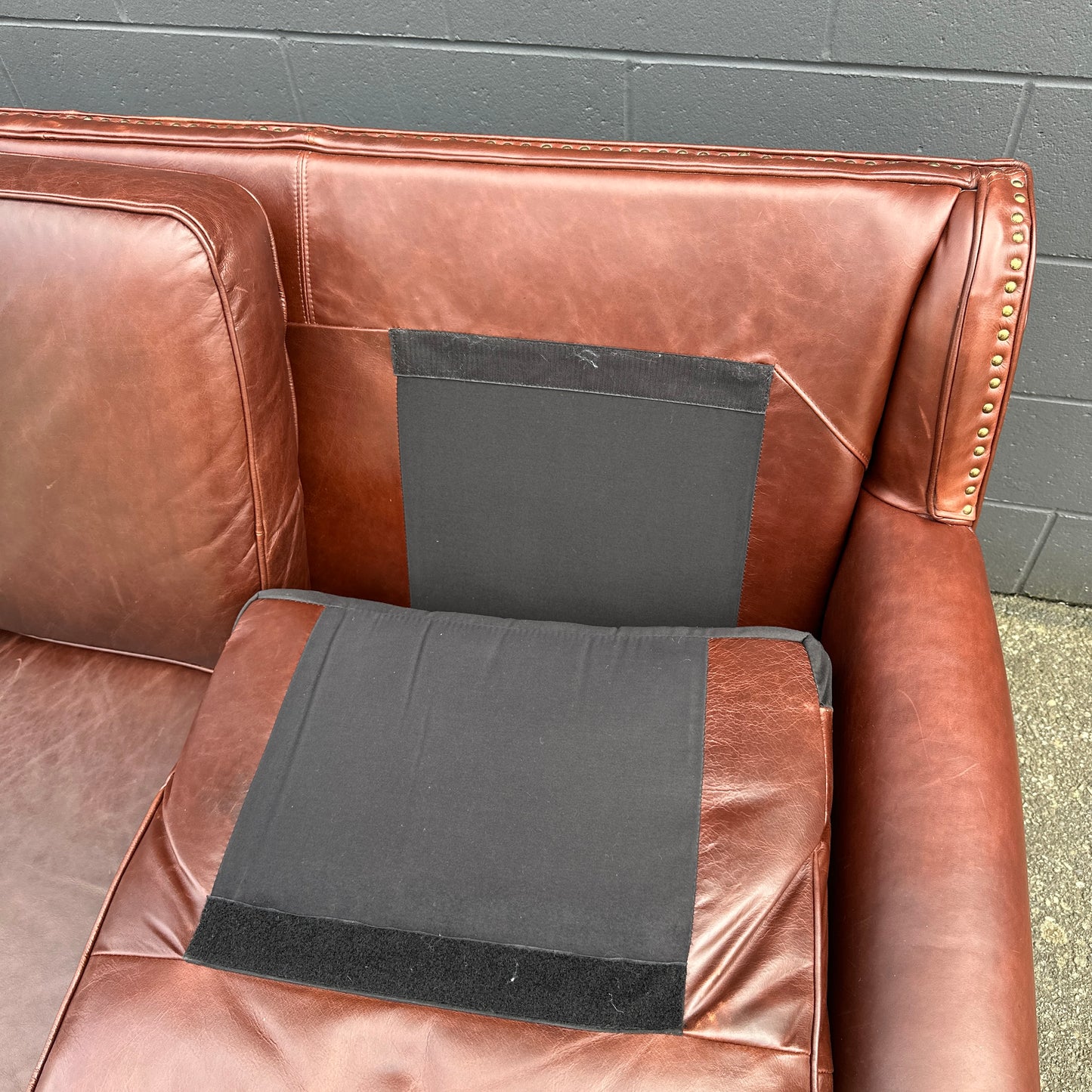 Genuine Leather Brown Couch