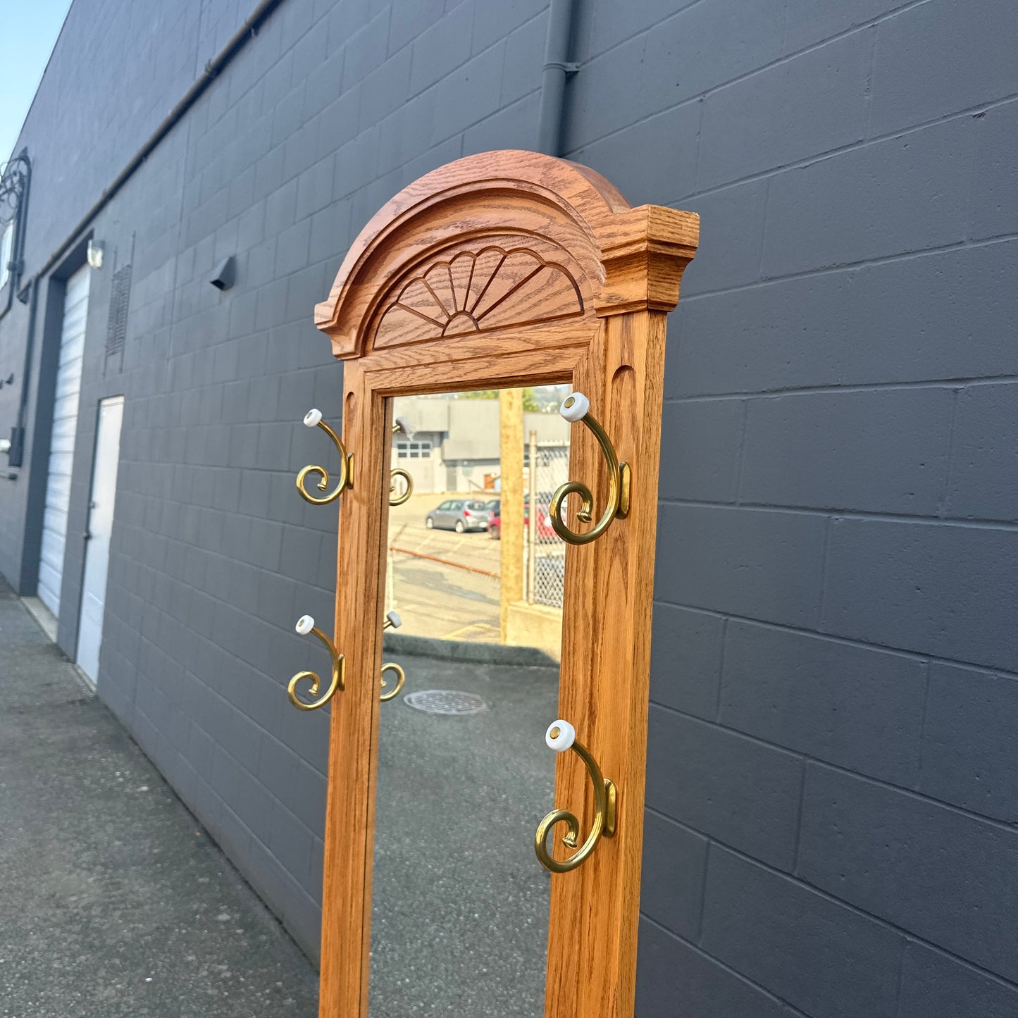 Vintage Buhler Solid Oak Hall Tree