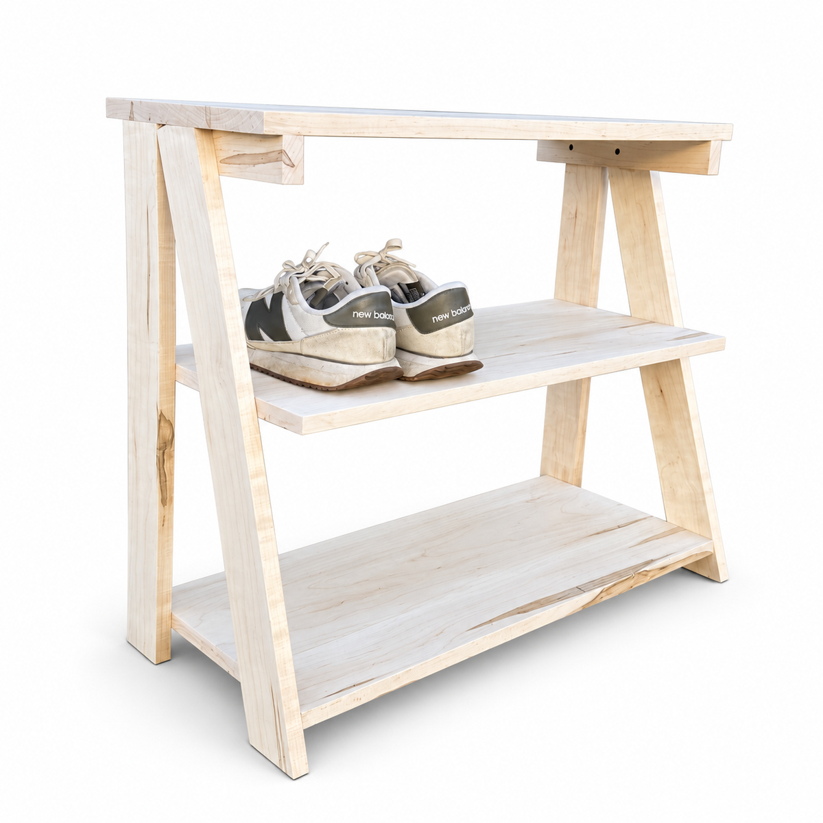 Solid Maple Shoe Rack - Locally Built on white background