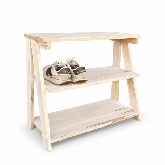 Solid Maple Shoe Rack - Locally Built on white background