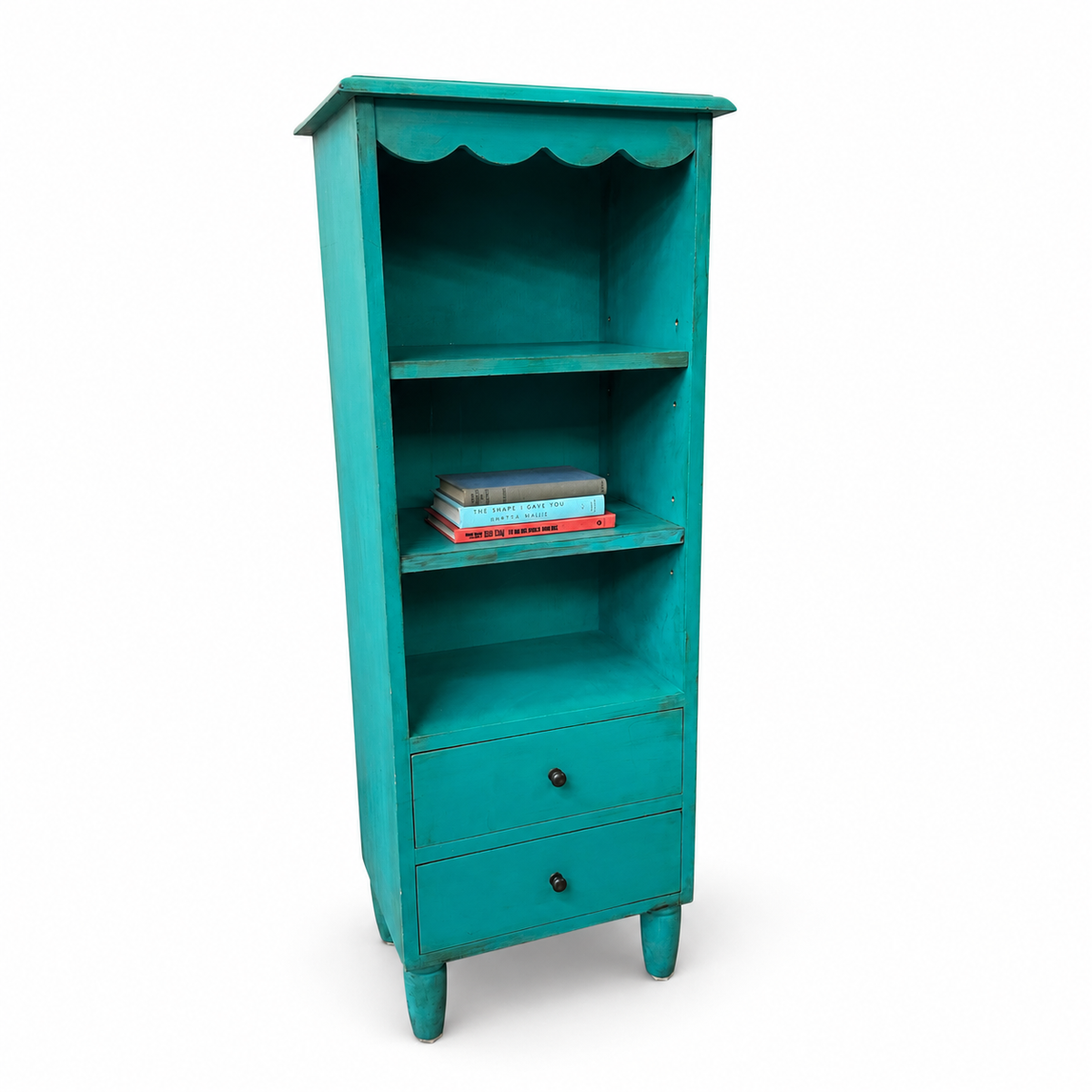 Turquoise Tall Little Cabinet on white background