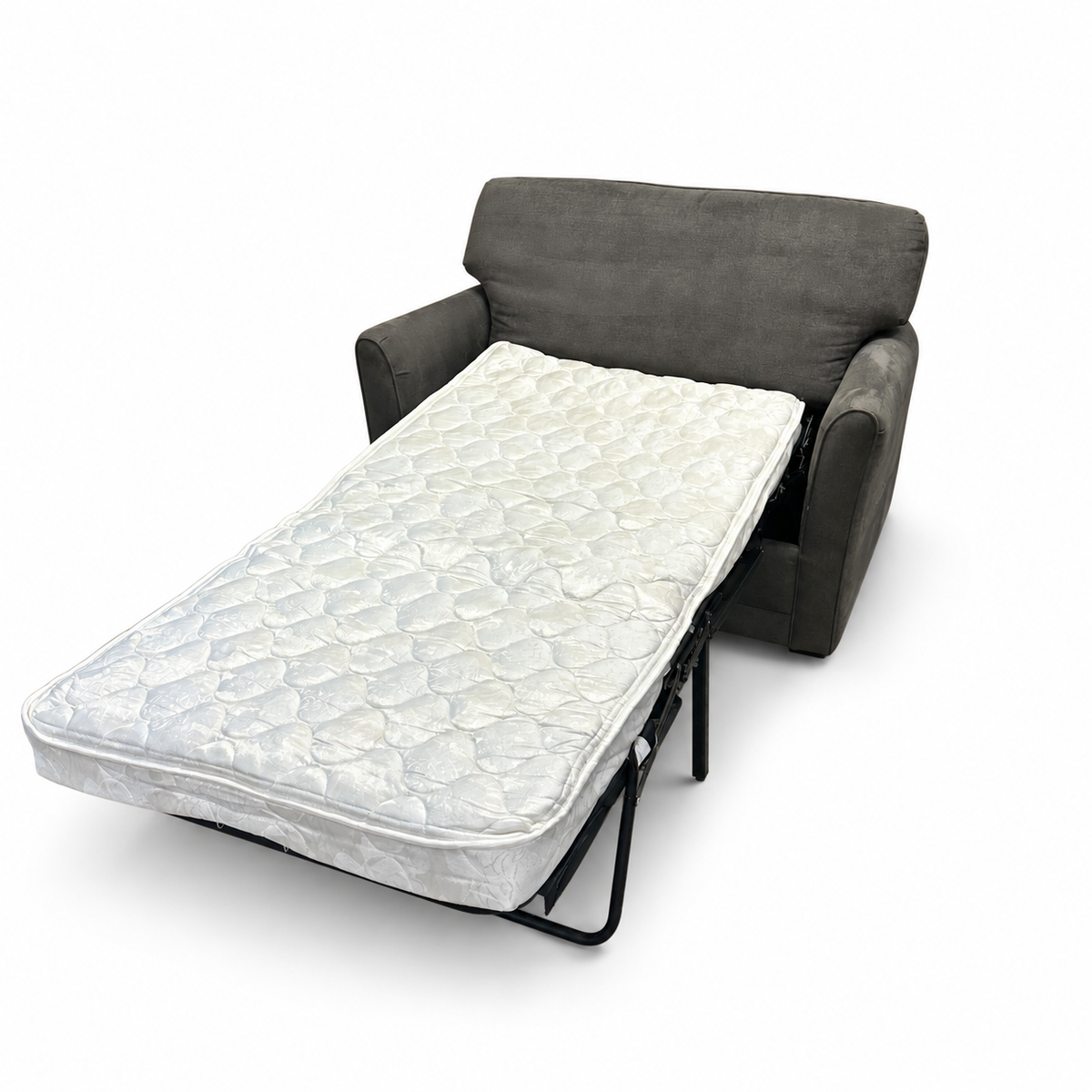 Grey Twin Sleeper Couch on white background