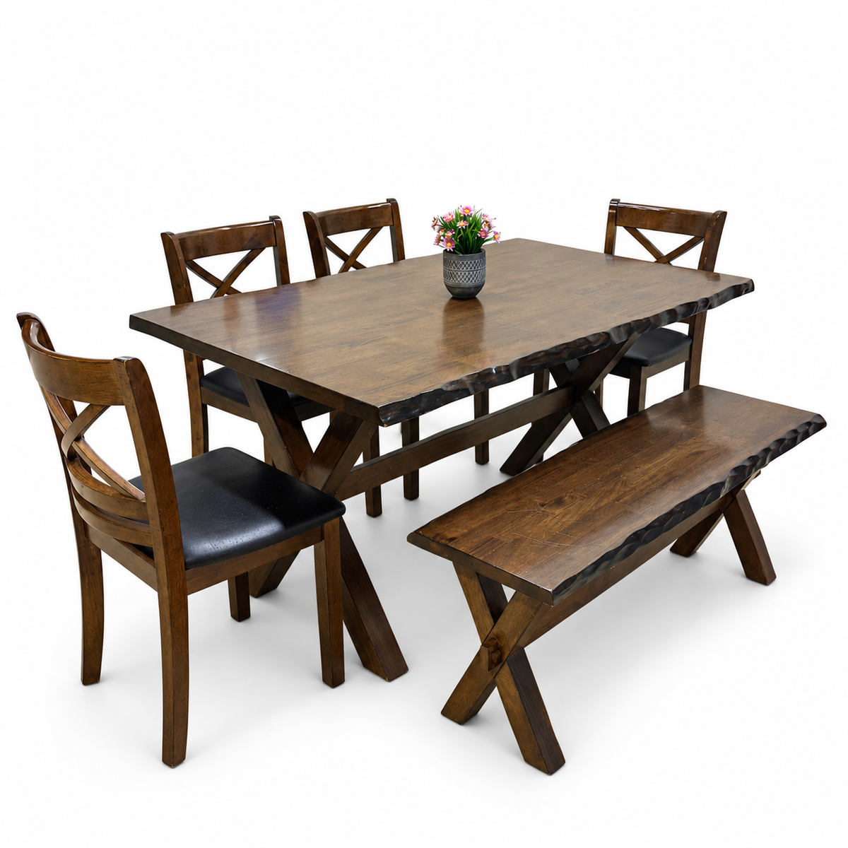 Pandora Asian Hardwood Dining Set on white background