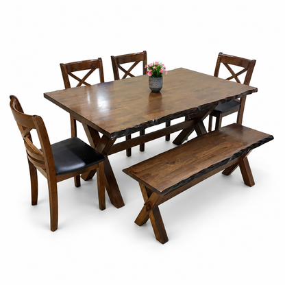 Pandora Asian Hardwood Dining Set on white background