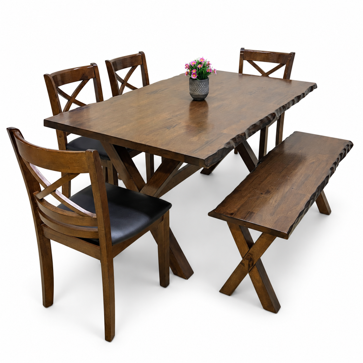 Pandora Asian Hardwood Dining Set on white background