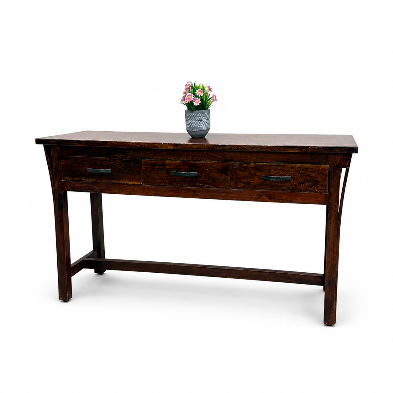 Solid Wood 3 Drawers Console Table