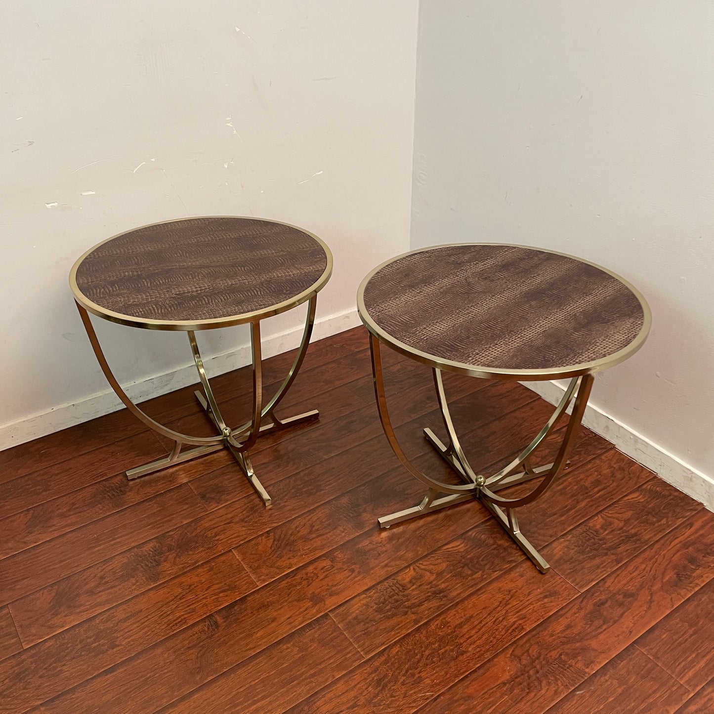 Alligator Skin Round Side Table (Pair)