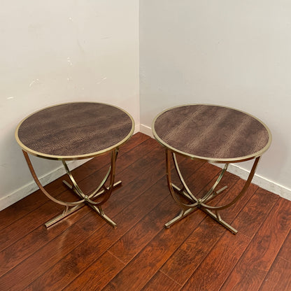 Alligator Skin Round Side Table (Pair)