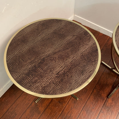 Alligator Skin Round Side Table (Pair)