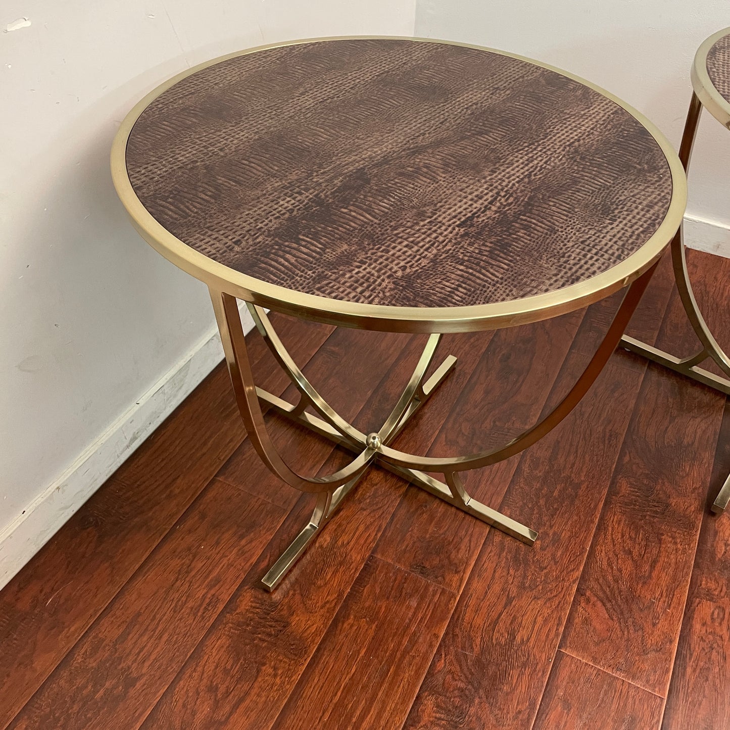 Alligator Skin Round Side Table (Pair)