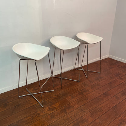 Bar-Height White Stools (x3)