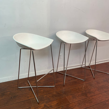 Bar-Height White Stools (x3)