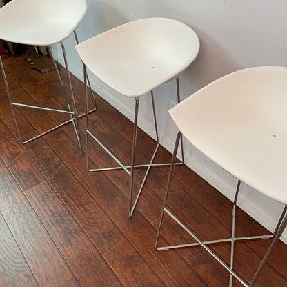 Bar-Height White Stools (x3)