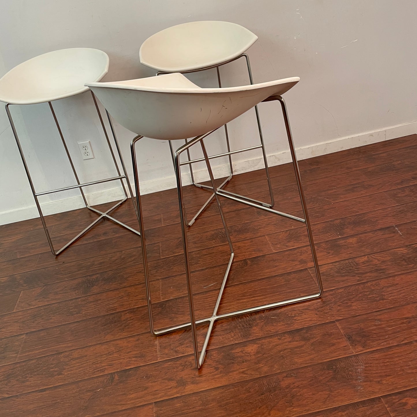 Bar-Height White Stools (x3)