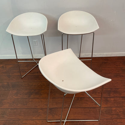 Bar-Height White Stools (x3)