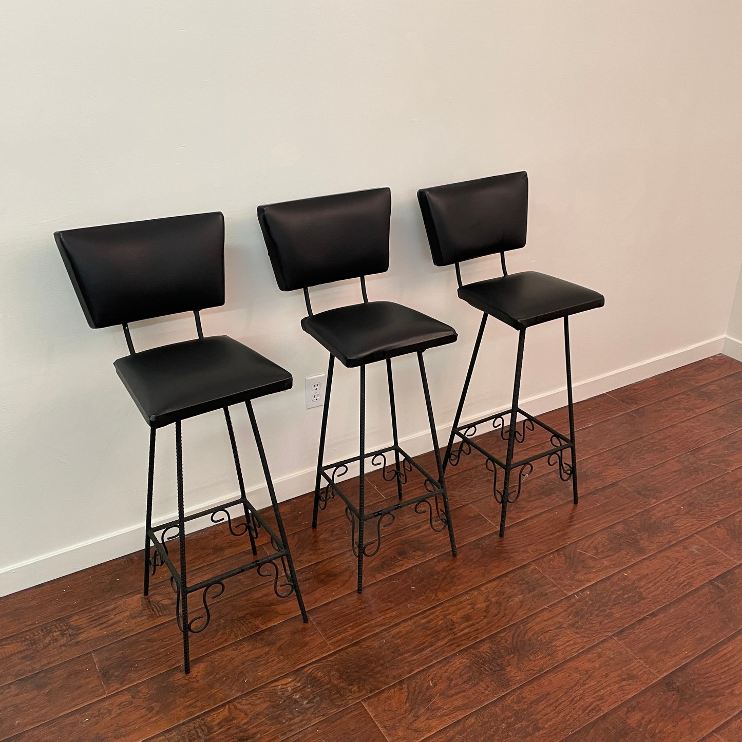 Rustic Vintage Iron Black Bar Chairs (set of 3)