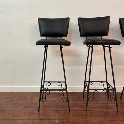 Rustic Vintage Iron Black Bar Chairs (set of 3)