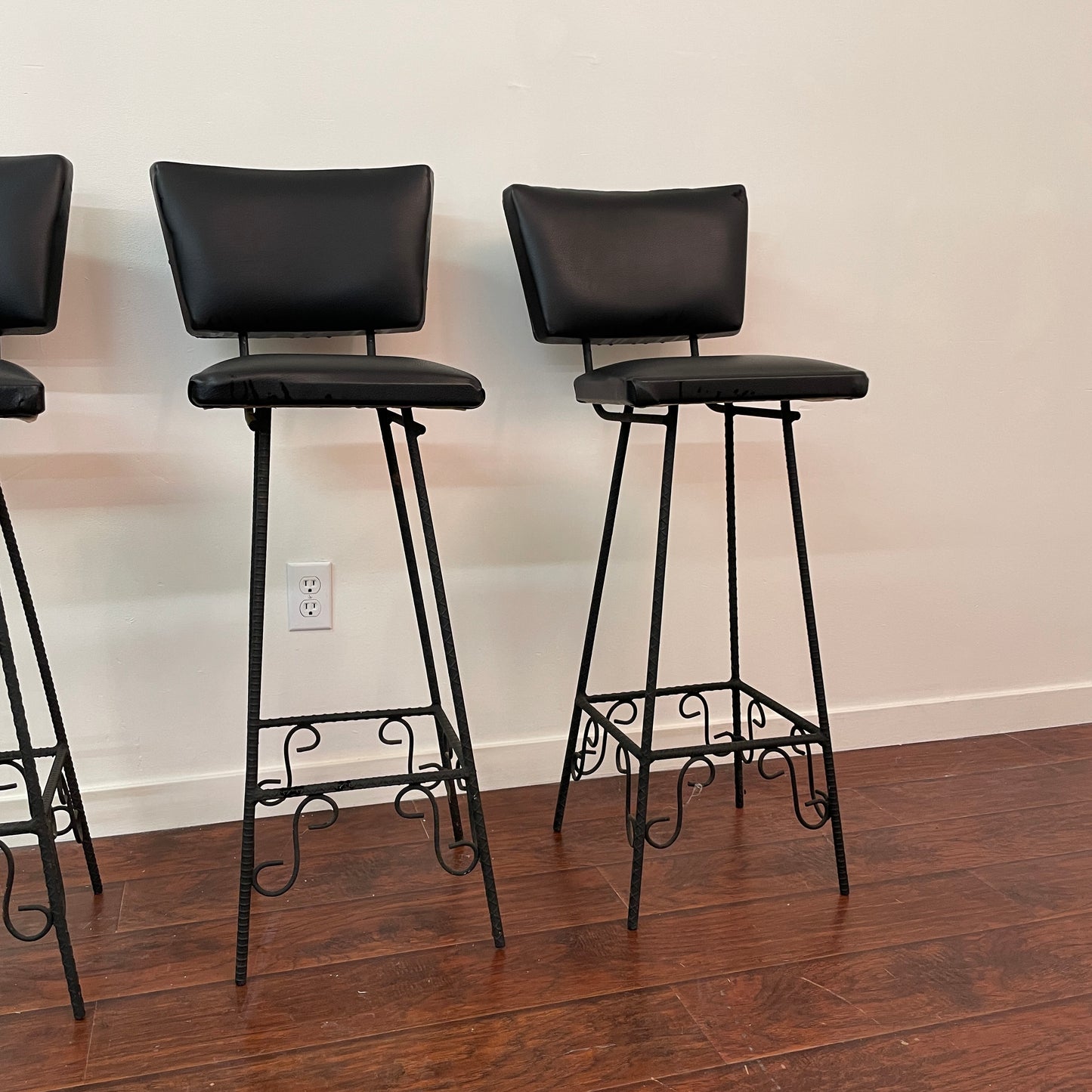 Rustic Vintage Iron Black Bar Chairs (set of 3)