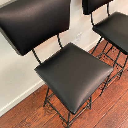 Rustic Vintage Iron Black Bar Chairs (set of 3)