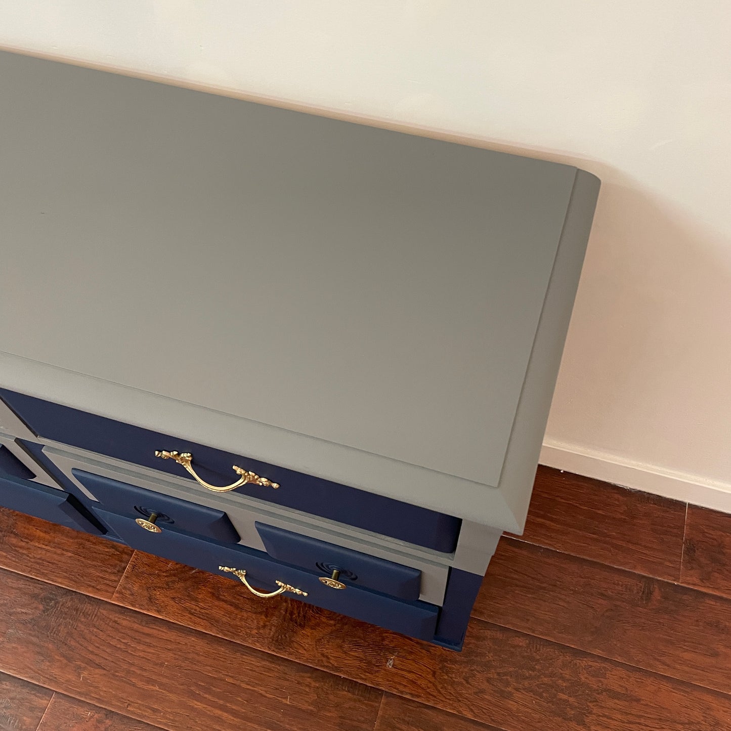 Vintage Grey & Blue 6 Drawers Dresser