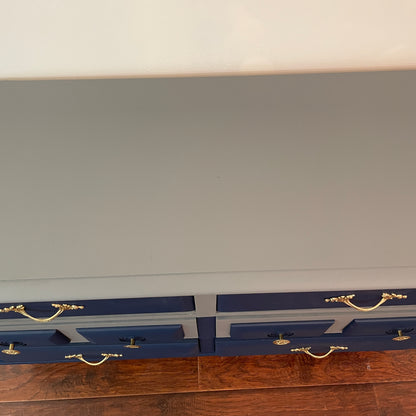 Vintage Grey & Blue 6 Drawers Dresser