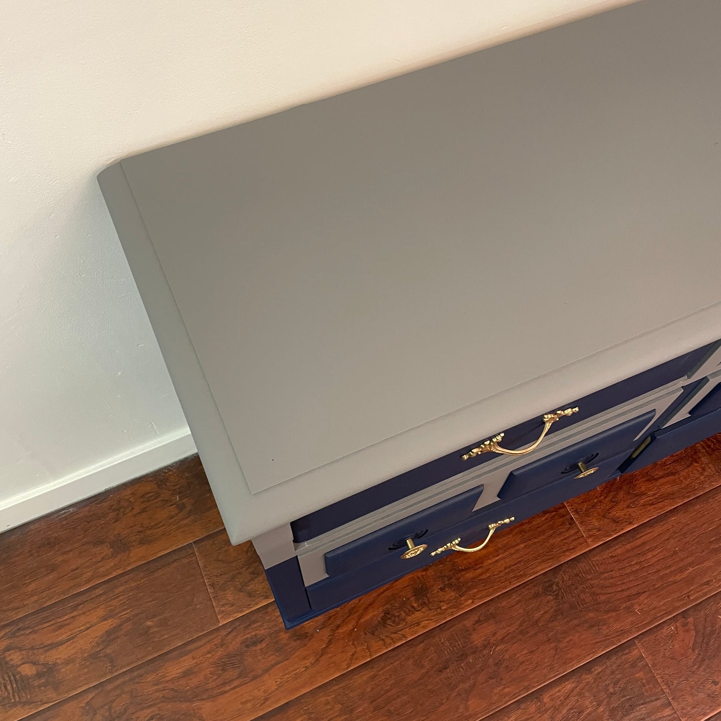 Vintage Grey & Blue 6 Drawers Dresser