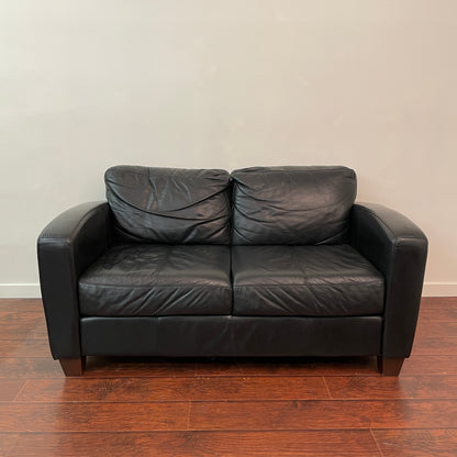 Black Leather Love Seat