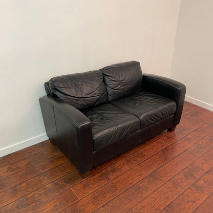 Black Leather Love Seat