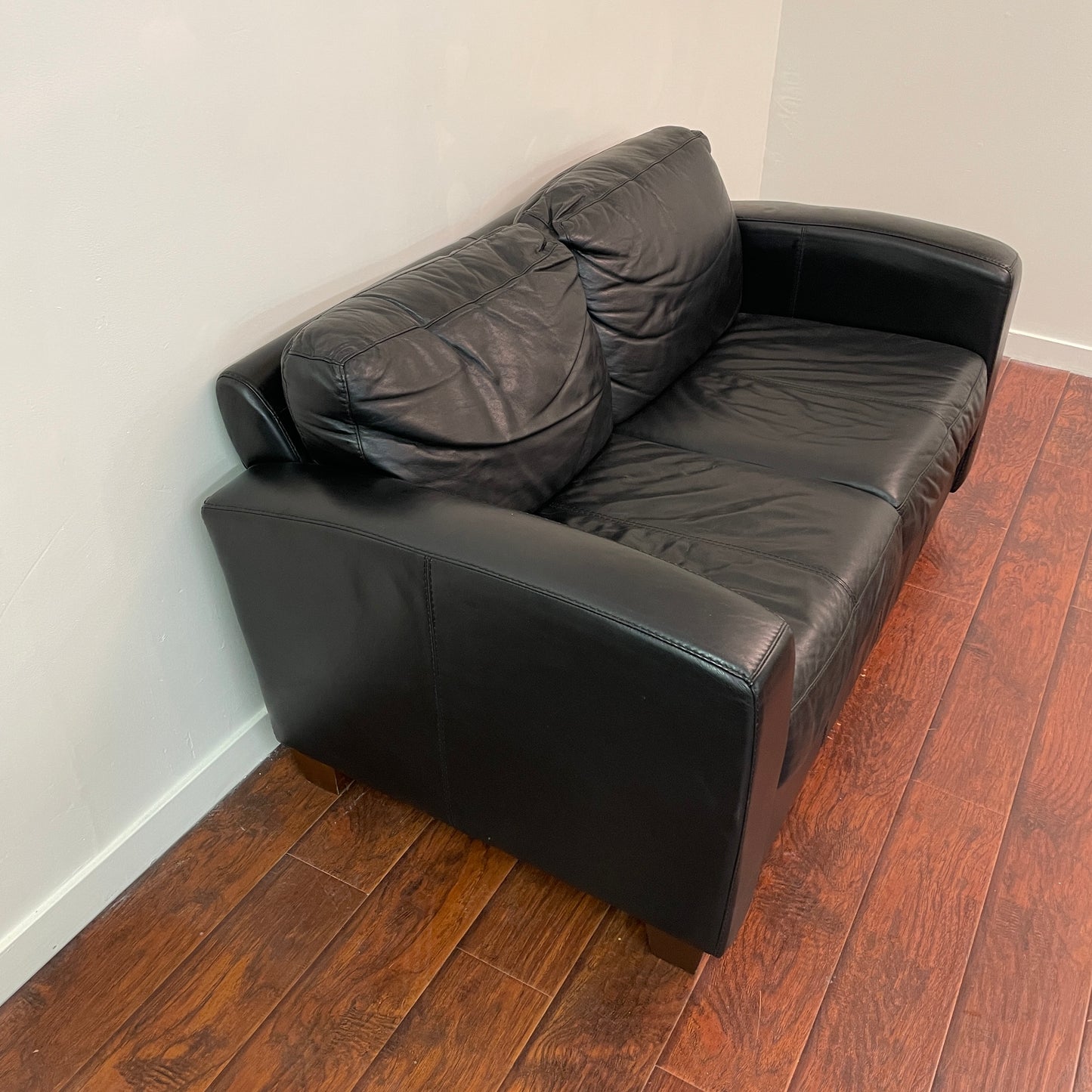 Black Leather Love Seat