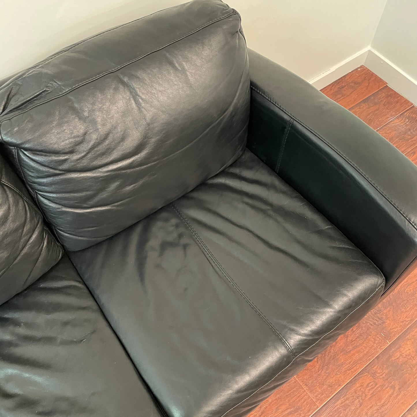 Black Leather Love Seat