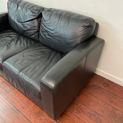 Black Leather Love Seat