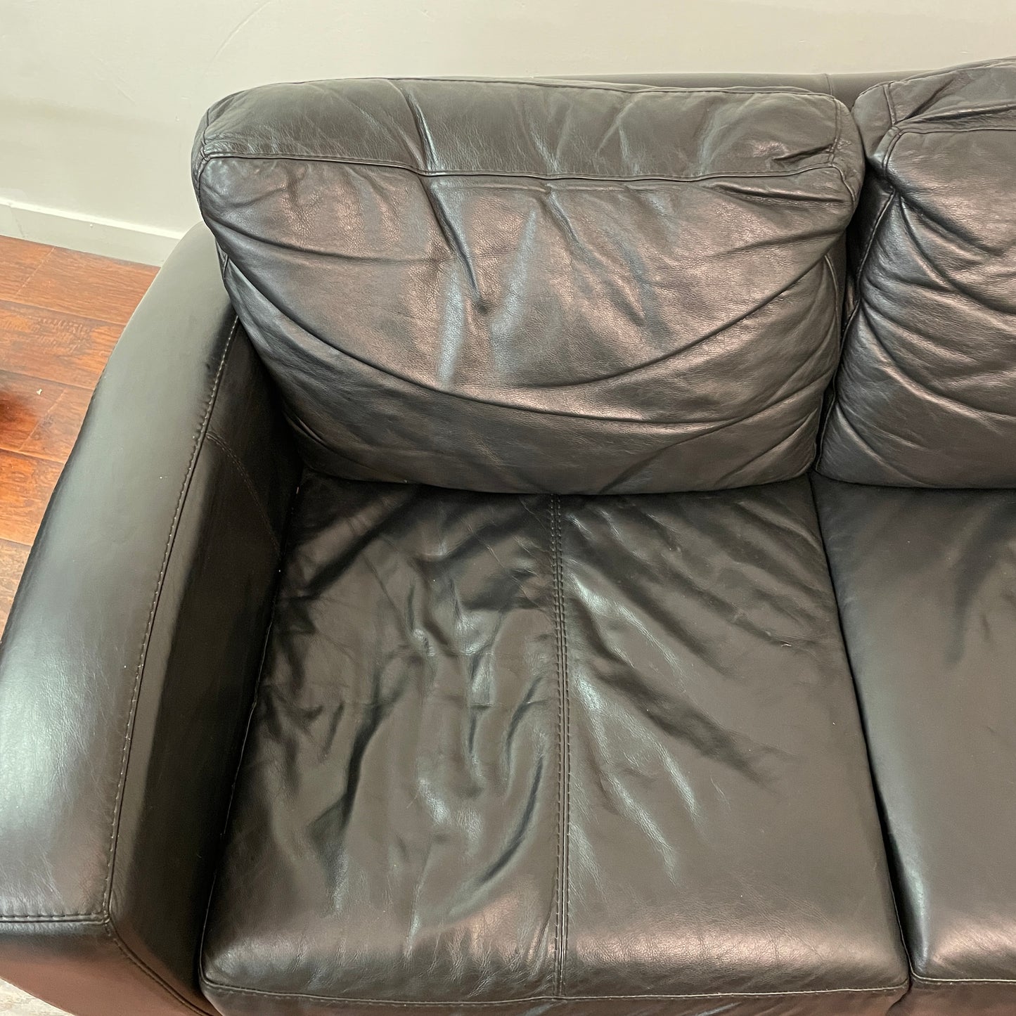 Black Leather Love Seat